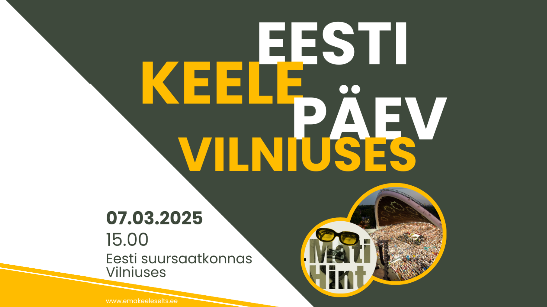 Eesti keele päev Vilniuses 7. märtsil 2025 kell 15 Eesti suursaatkonnas Vilniuses (A. Mickevičiaus 4a, 08119 Vilnius, Leedu)   KAVA 15.00 Avasõnad 15.05 „Mitmek